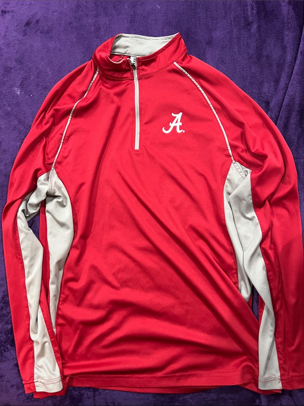 Stadium Athletics Red Quarter-Zip Pullover with White Accents